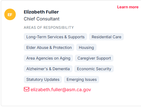GovBuddy Connect committee page showing meeting details and committee staff contacts