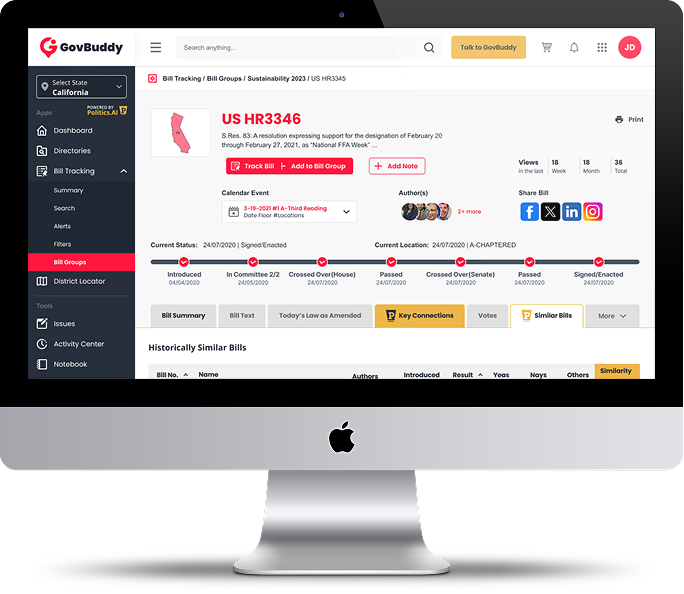 GovBuddy Approach similar bills preview